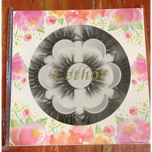 Lethot Mink Lashes 25mm False Eyelashes Black 3D 4 Pair